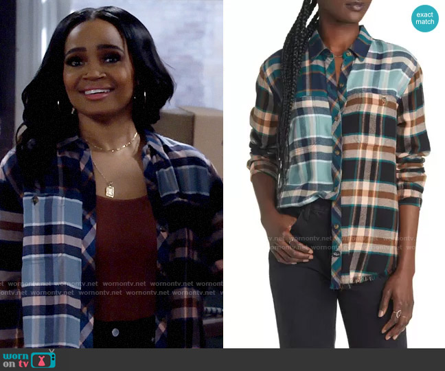 Rails Brando Shirt in Heathrow Mixed Plaid worn by Randi (Kyla Pratt) on Call Me Kat