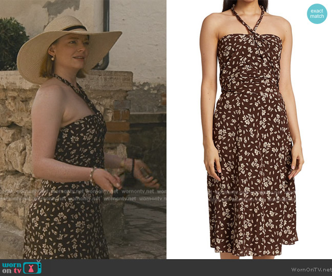 Ralph Lauren Raygan Silk Crepe Floral Cocktail Dress worn by Shiv Roy (Sarah Snook) on Succession