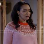 Randi’s pink fair isle print sweater on Call Me Kat
