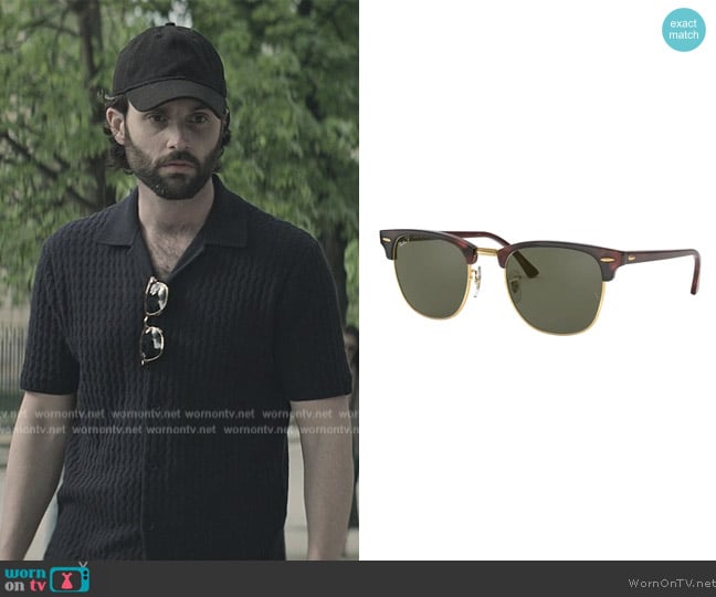 Ray-Ban Clubmaster 55mm Polarized Sunglasses worn by Joe Goldberg (Penn Badgley) on You