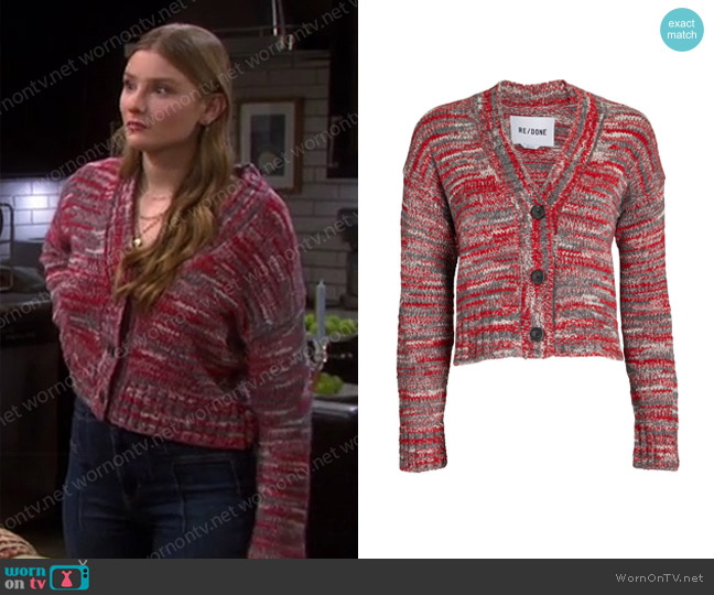 Re/Done 90s Oversized Crop Cardigan worn by Alice Caroline Horton (Lindsay Arnold) on Days of our Lives