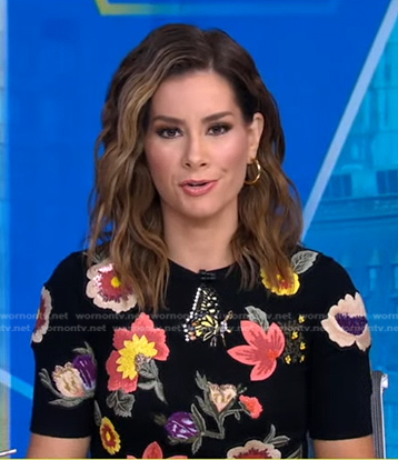 Rebeca’s black floral embroidered sweater on Good Morning America