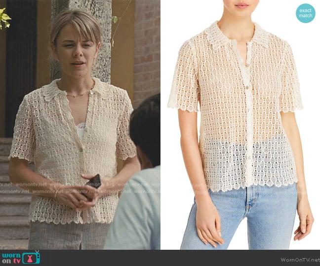 Rebecca Taylor Pina Embroidered Lace Button Front Shirt
