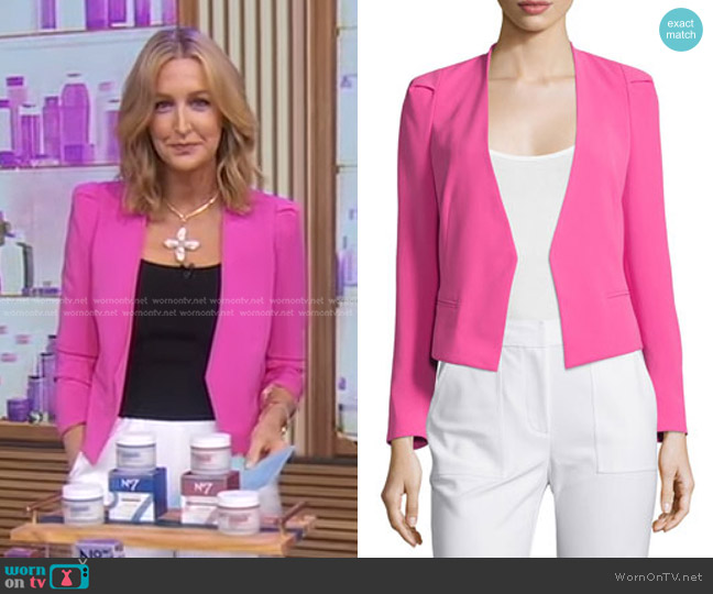 Rebecca Taylor Refined Stretch Suit Jacket in Fuchsia worn by Lara Spencer on Good Morning America
