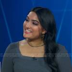 Reena Roy’s grey ribbed knit dress on Good Morning America