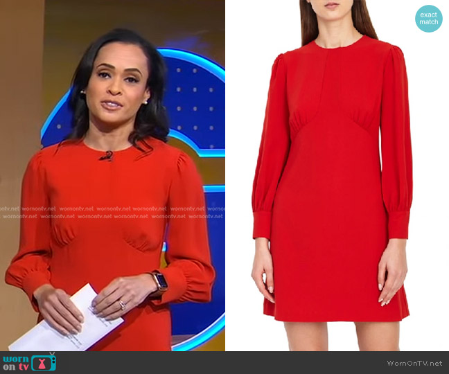 Reiss Analise Seam Detail Crepe Shirtdress worn by Linsey Davis on Good Morning America