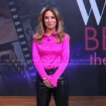 Rhiannon’s pink shirt and black leather pants on Good Morning America