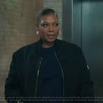 Robyn’s black bomber jacket on The Equalizer
