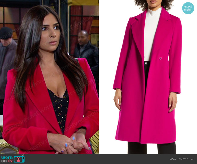 Sam Edelman Belted Wool Blend Coat worn by Gabi Hernandez (Camila Banus) on Days of our Lives