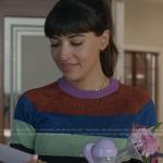 Sam’s multicolor stripe metallic sweater on Not Dead Yet
