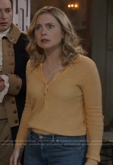 Sam’s orange polo sweater on Ghosts
