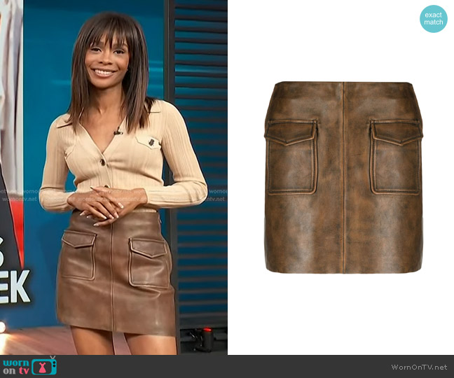 Sandro Canada Lambskin Leather Skirt worn by Zuri Hall on Access Hollywood