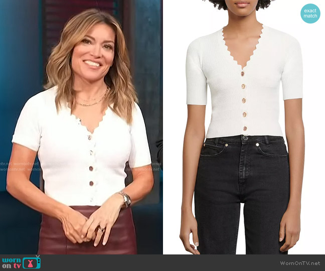 Sandro Cecil Knitted Sweater worn by Kit Hoover on Access Hollywood