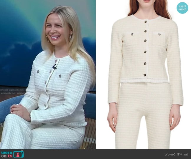 Sandro Emilie Tweed Jacket worn by Raquelle Stevens on Good Morning America