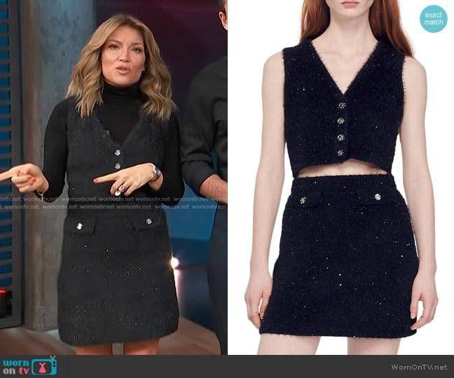 Sandro Michou Crop Sweater Vest worn by Kit Hoover on Access Hollywood