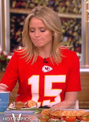Sara’s red Patrick Mahomes Tee on The View