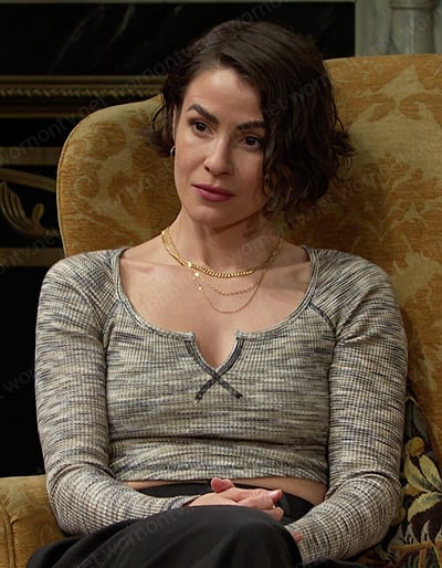 Sarah’s space dye cropped top on Days of our Lives