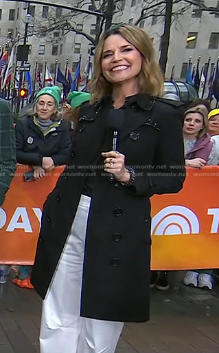Savannah’s black embellished trench coat on Today