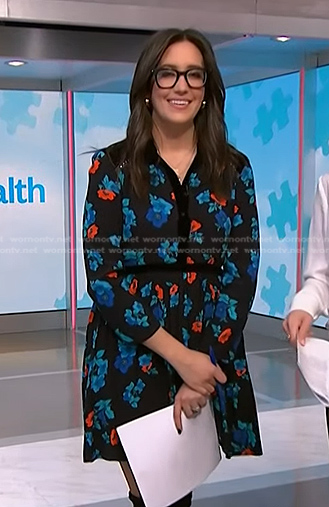 Savannah’s black floral velvet-trim dress on NBC News