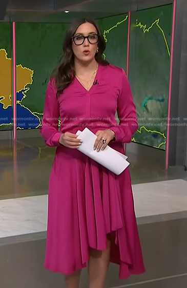 Savannah’s pink v-neck asymmetric dress on NBC News Daily