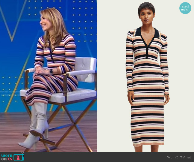 Scotch & Soda Long-Sleeved Rib Knitted Polo Midi Dress worn by Lori Bergamotto on Good Morning America
