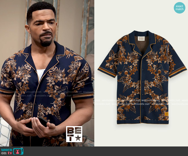 Scotch & Soda Knit Camp Shirt worn by Calvin Rodney (Anthony Dalton) on Tyler Perrys Sistas