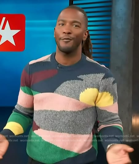 Scott’s colorblock sweater on Access Hollywood