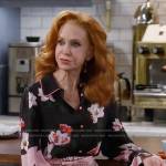 Sheila’s black and pink floral blouse on Call Me Kat