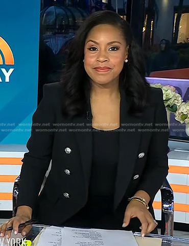 Sheinelle’s black double breasted blazer on Today