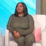 Sherri’s metallic stripe top and pants on Sherri