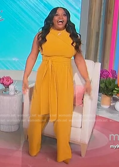 Sherri’s yellow tie waist jumpsuit on Sherri