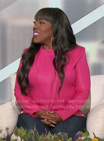 Sheryl’s pink leather jacket on The Talk