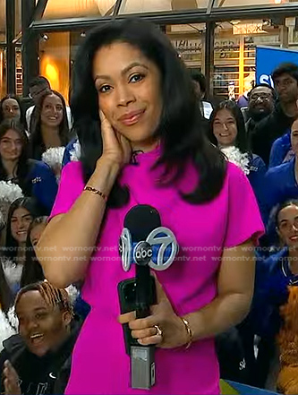 Shirleen Allicot’s pink short sleeve jumpsuit on Good Morning America
