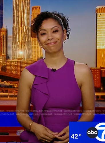 Shirleen Allicot’s purple ruffle jumpsuit on Good Morning America
