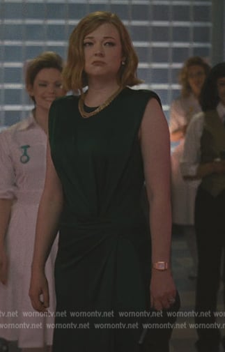 Shiv’s green tie waist dress on Succession