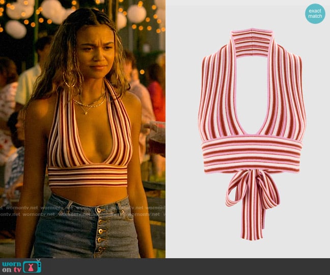 Cider Stripe Pattern Halter worn by Kiara Carrera (Madison Bailey) on Outer Banks