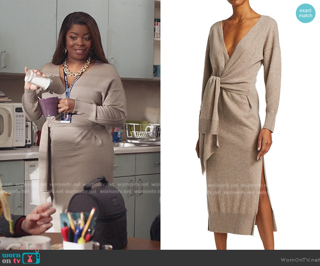 Jonathan Simkhai Skyla Wrap Dress worn by Ava Coleman (Janelle James) on Abbott Elementary