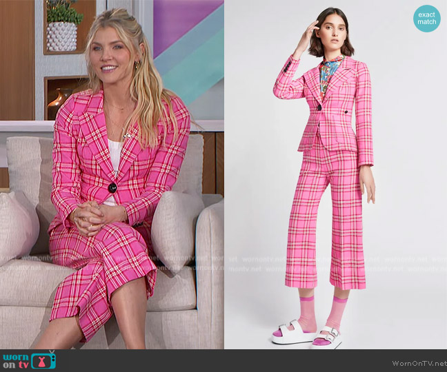 Smythe Duchess Plaid Blazer worn by Amanda Kloots on The Talk