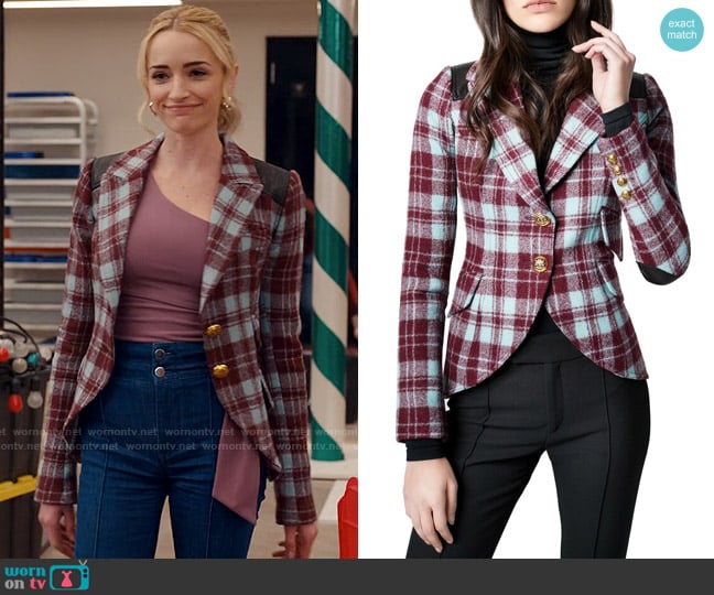 Smythe Plaid Rifle-Patch Wool Equestrian Blazer worn by Georgia Miller (Brianne Howey) on Ginny & Georgia