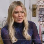 Sophie’s blue floral mesh turtleneck top on How I Met Your Father