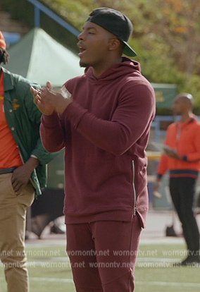 Spencer’s maroon side zip hoodie on All American