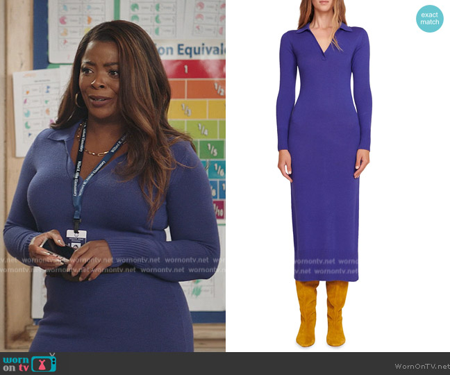 Staud Crown Collared Knit Midi-Dress worn by Ava Coleman (Janelle James) on Abbott Elementary