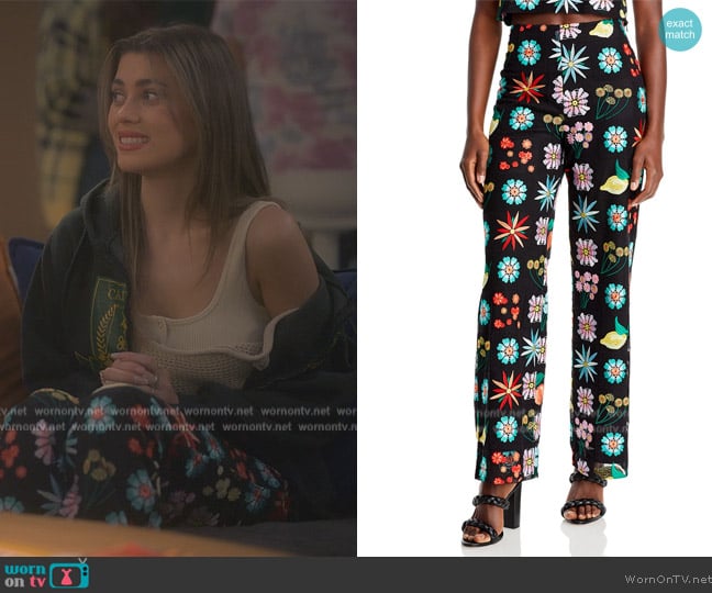 Staud Oscar Crocheted Floral Pants worn by Lauryn (Amelie Zilber) on Grown-ish