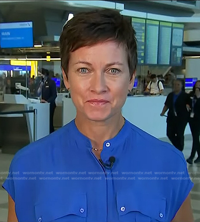 Stephanie blue button down blouse on Today