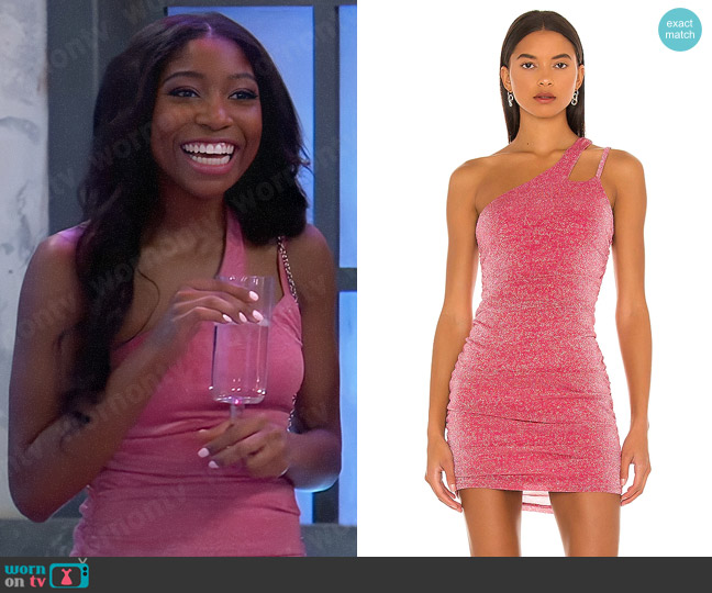 Superdown Jayden Mini Dress in Berry worn by Trina Robinson (Tabyana Ali) on General Hospital
