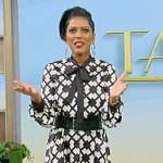 Tamron’s printed tie neck dress on Tamron Hall Show
