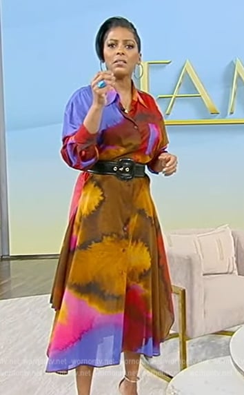 Tamron’s water color tie-dye dress on Tamron Hall Show