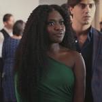 Tasha’s green one shoulder mini dress on National Treasure: Edge of History