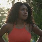 Tasha’s red ribbed crop top on National Treasure: Edge of History
