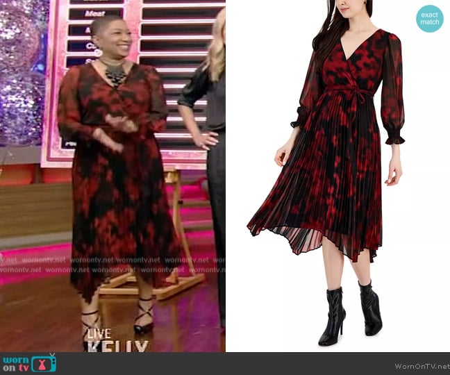 Taylor Printed Pleated Fit & Flare Dress worn by Deja Vu on Live with Kelly and Mark